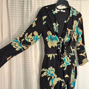 Sandro Paris Floral Tie-Front Dress